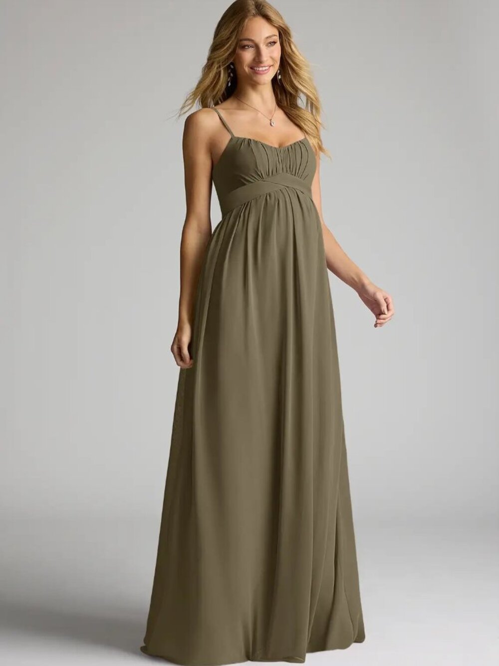 Azazie Llana Maternity Bridesmaid Dress- Willow Green